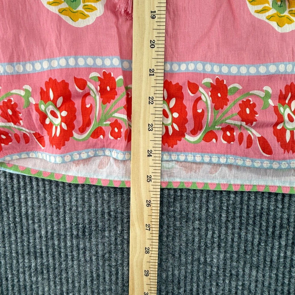 Umgee Blouse Womens Small Pink Excellent Floral Boho Tassel Tie V-Neck Top - Picture 4 of 5